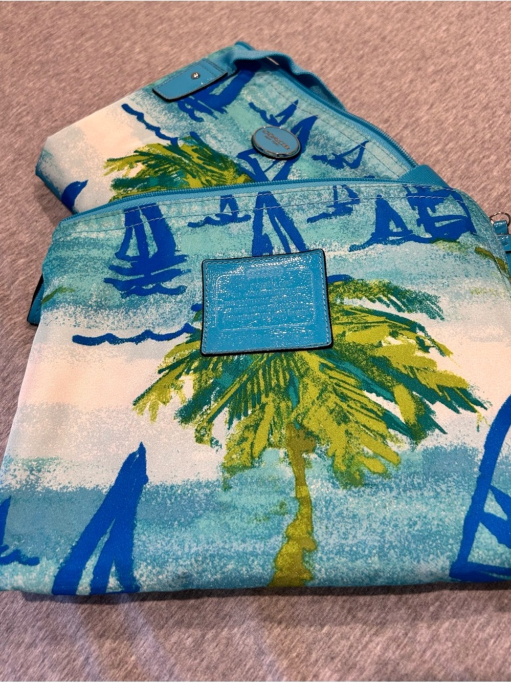 Coach Resort Palm Folding Travel Tote With Pouch / Beach bag - Picture 3 of 12